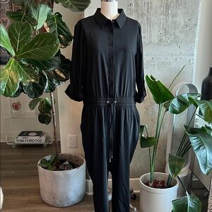 Alex Marie Black Button-Up Jumpsuit
